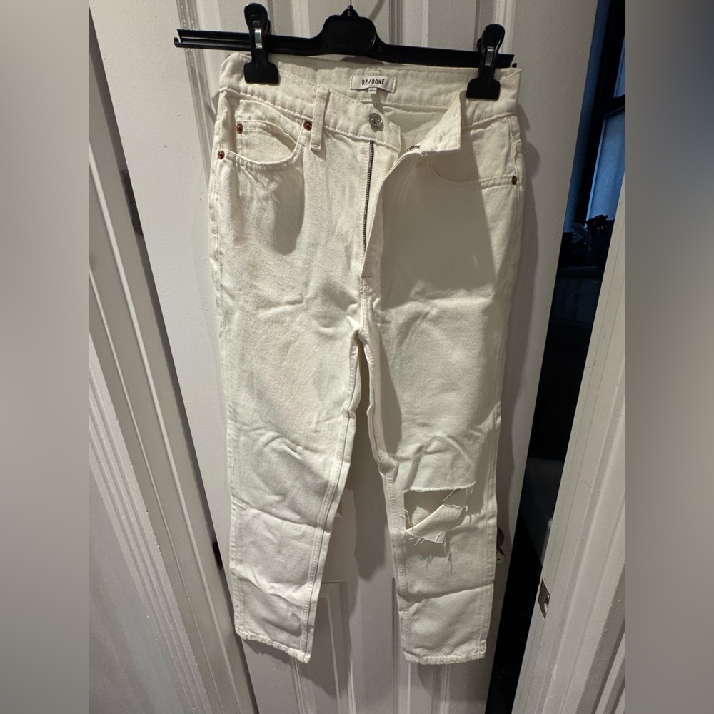 Re/Done Cream Straight Leg Women's Jeans